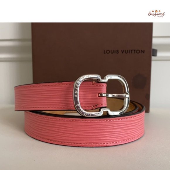 Authentic Louis Vuitton Pink Epi Leather Slim Silver Butterfly Buckle Belt 85/34 - Picture 12 of 13